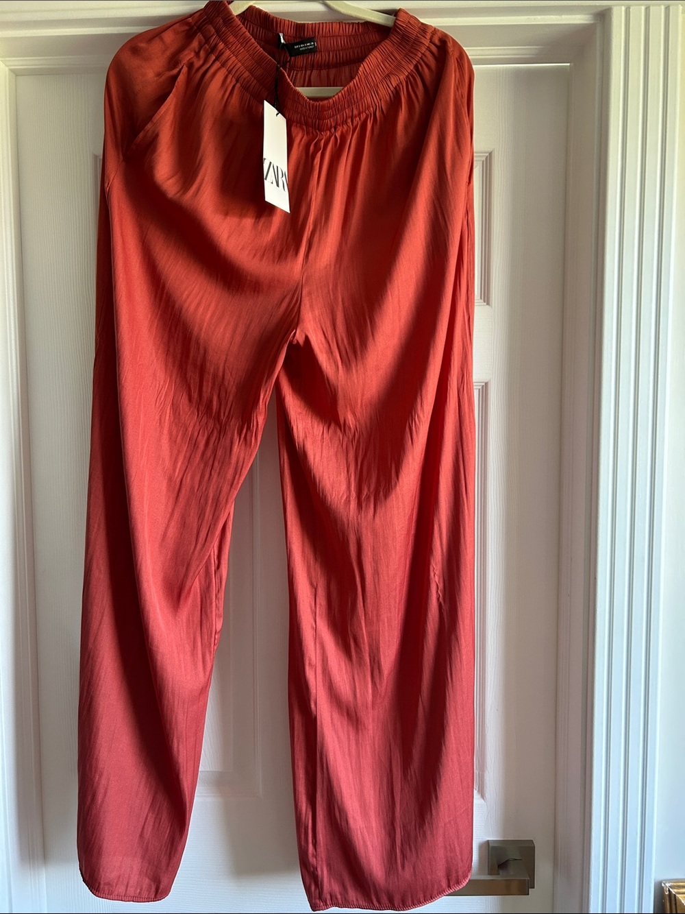 Zara Coral-Rust Wide Leg Pants